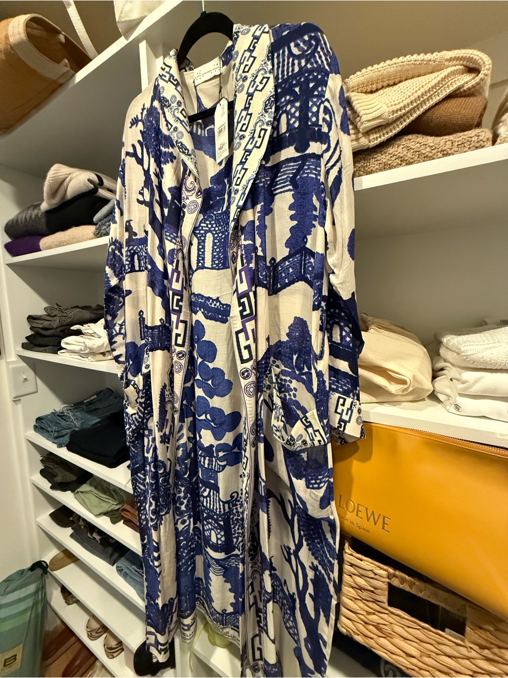One Hundred Stars Giant Willow Blue Woven Wrap Robe/Gown — image 3 of 4
